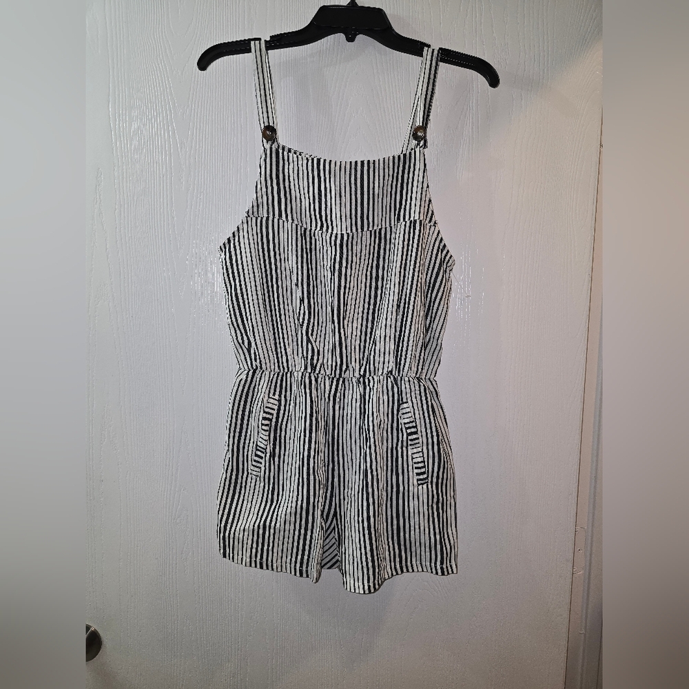 New Olivaceus Striped Black and White Romper